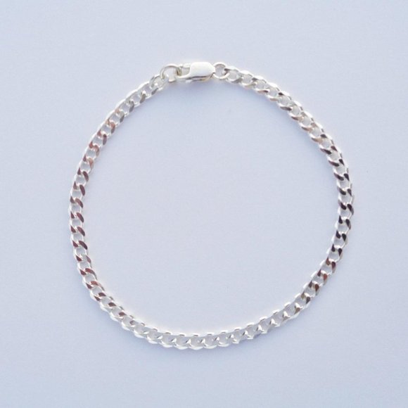 Anklet Real Silver 925 Italy SOLID Sterling Silver Cuban Link Ankle Bracelet - Picture 1 of 6